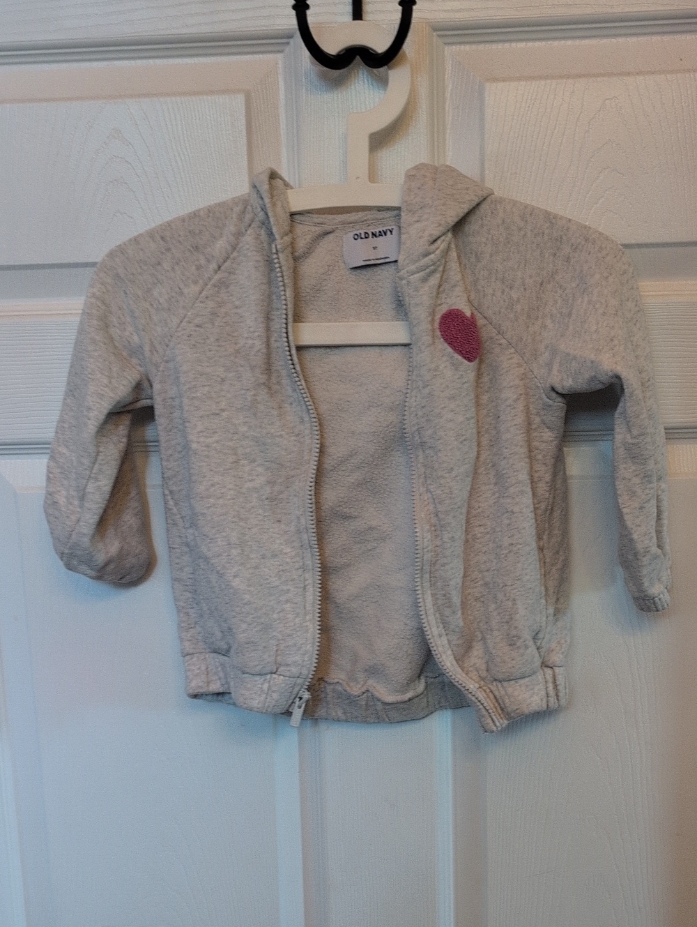 Old Navy Cream Hoodie with Pink Heart Accent - Kids